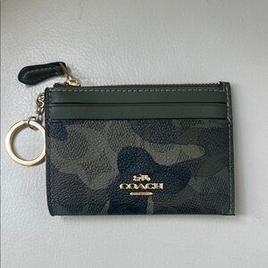 Coach Green Camouflage Card Wallet EUC